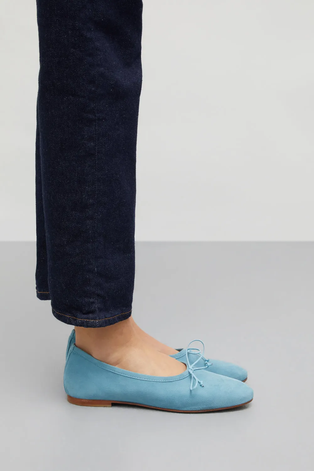 Ava Ballet Flats in Blue Suede