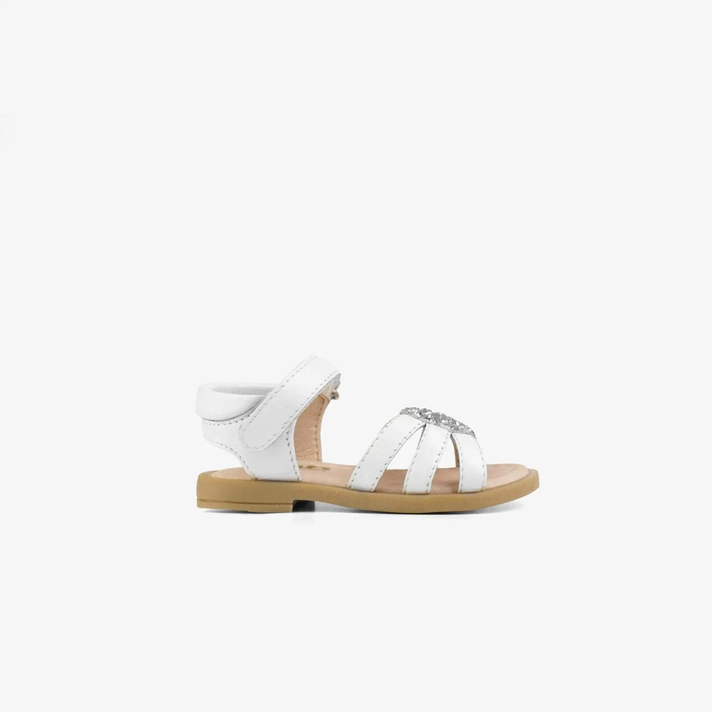 Baby's White Heart Leather Sandals