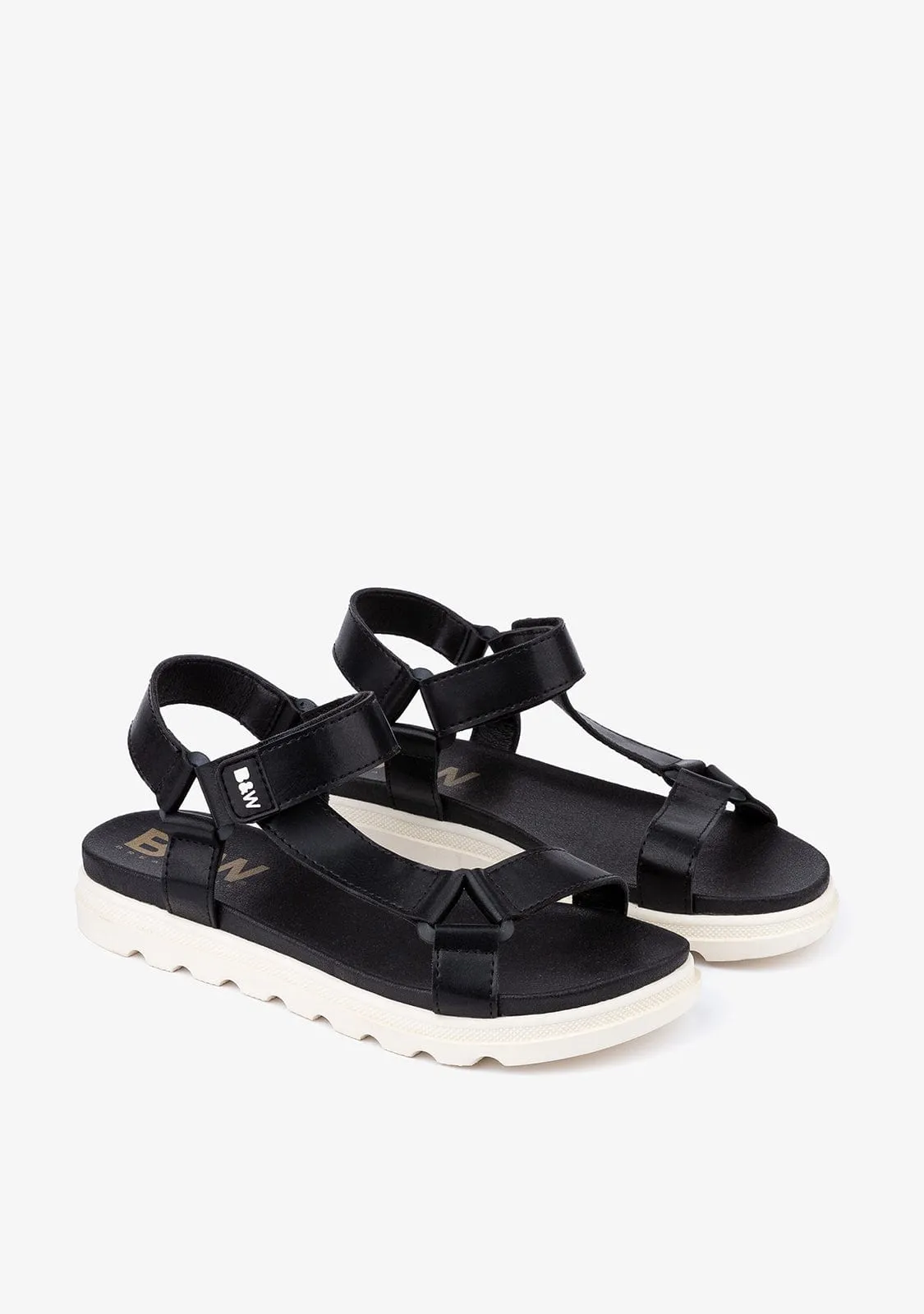 B&W Girl's Black Napa Sandals