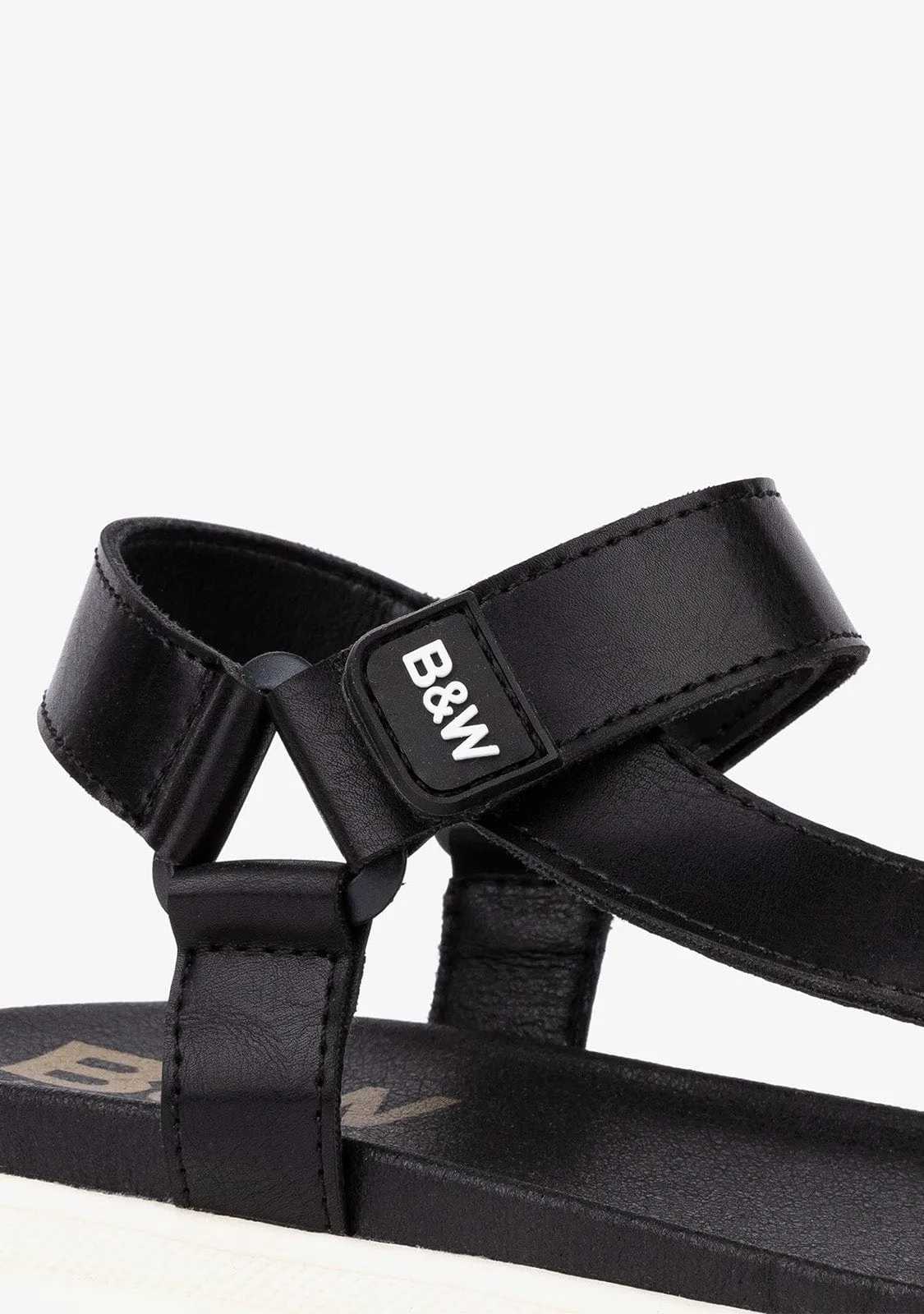 B&W Girl's Black Napa Sandals