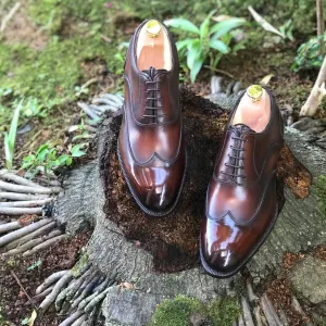 Brown Leather Aveiro Wingtip Oxford Shoes - AW24