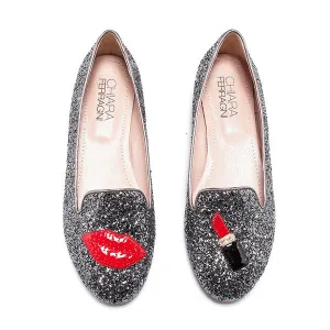 Chiara Ferragni Lip Stick Mouth Leather Flat