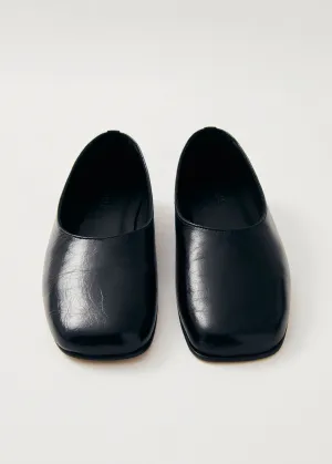 Edie Black Leather Ballet Flats