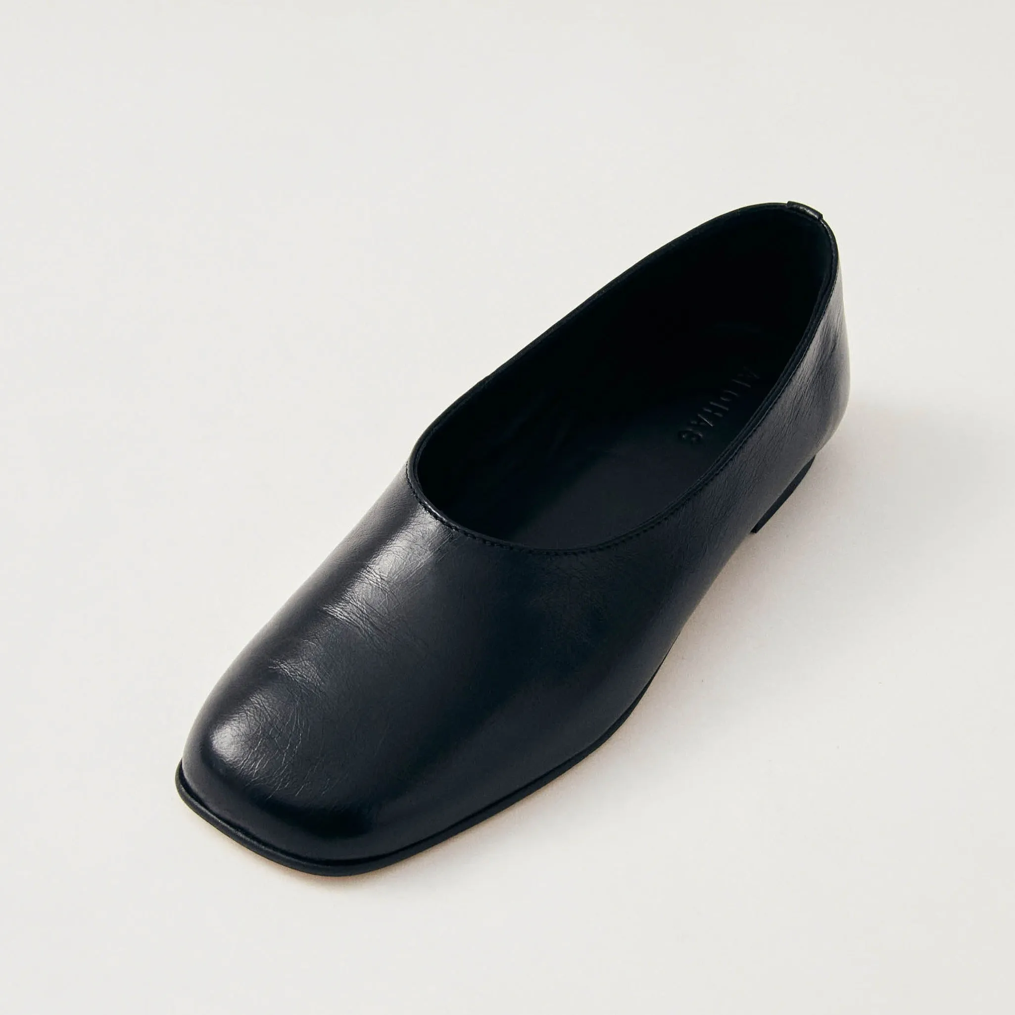 Edie Black Leather Ballet Flats