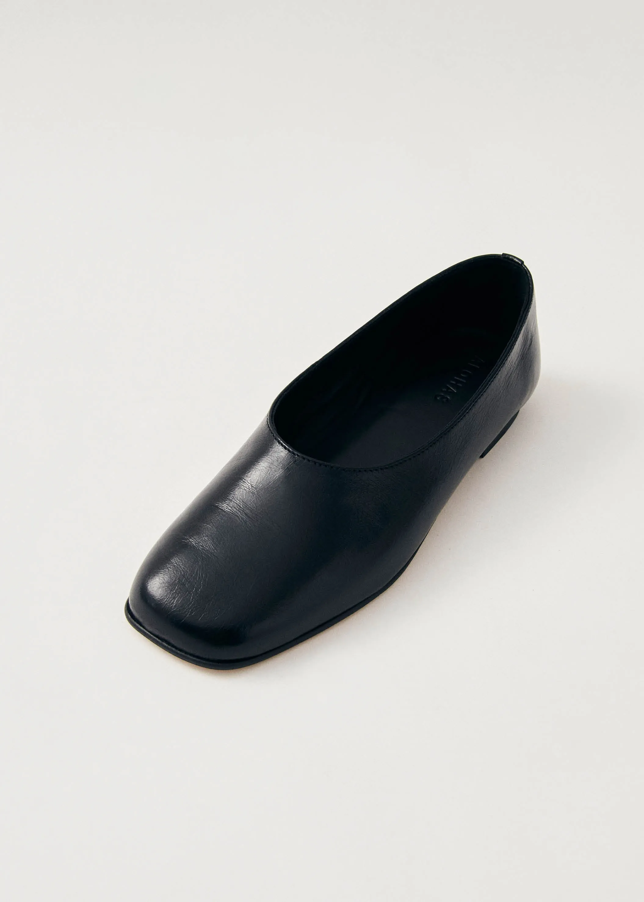 Edie Black Leather Ballet Flats