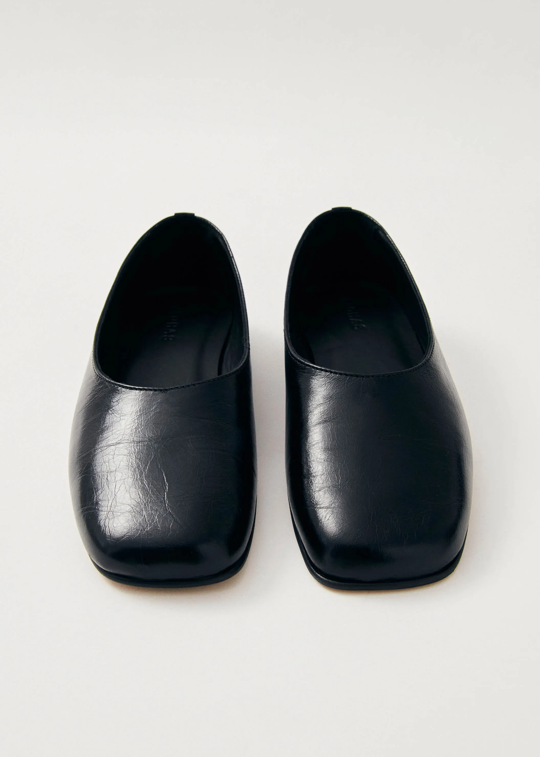 Edie Black Leather Ballet Flats