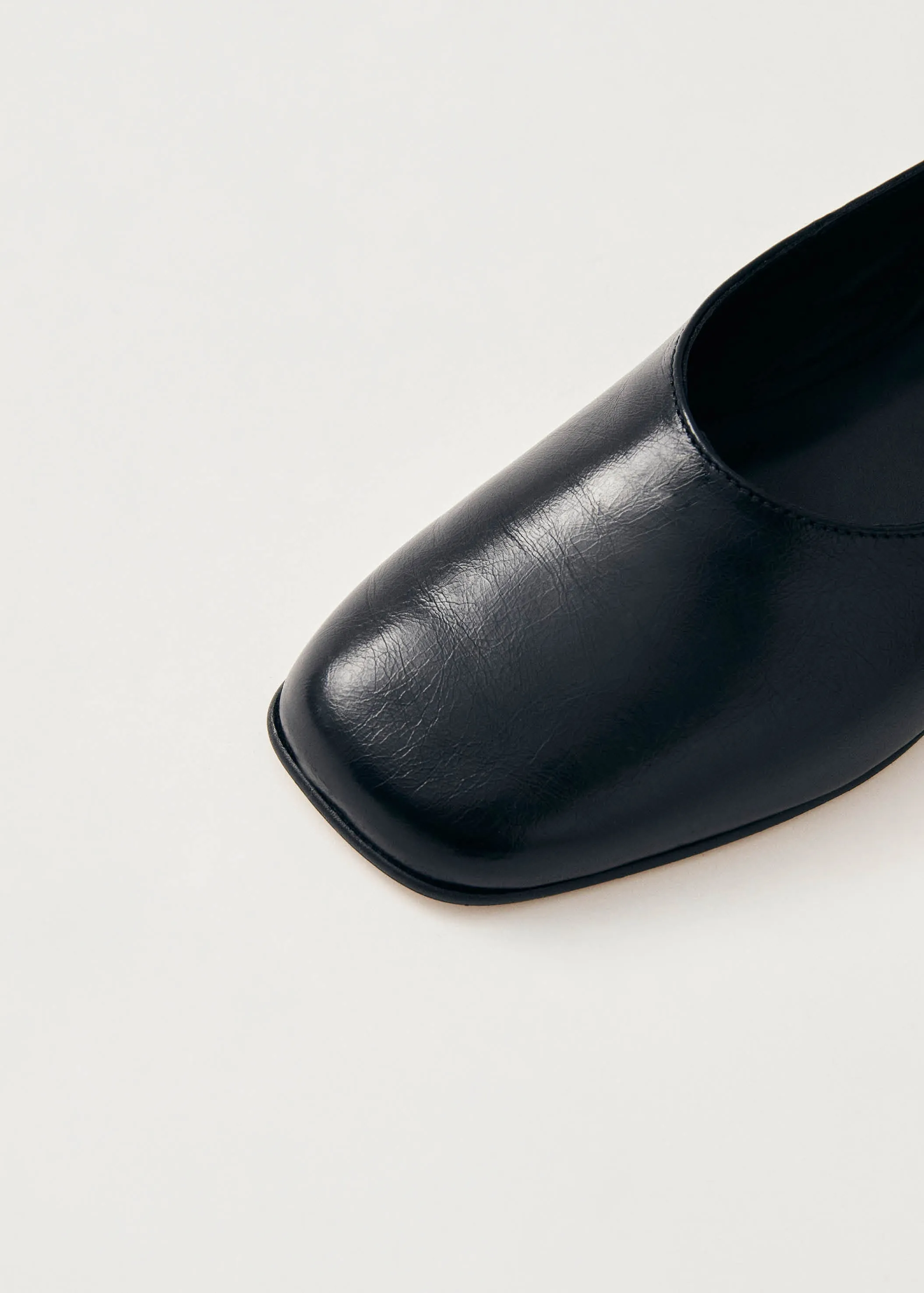 Edie Black Leather Ballet Flats