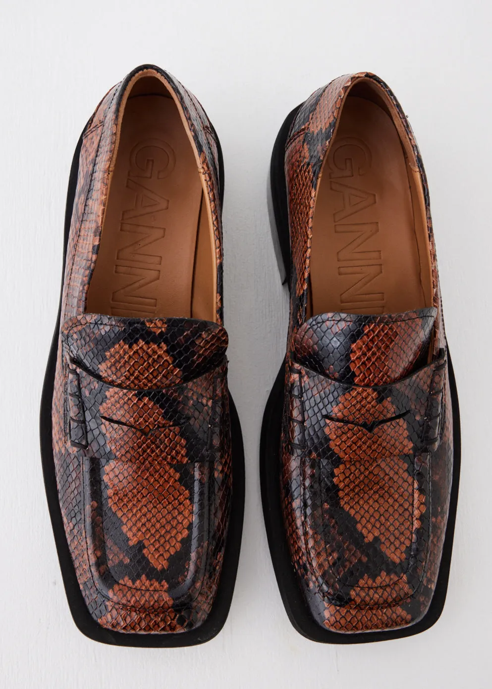 Embossed Snakeskin Loafers
