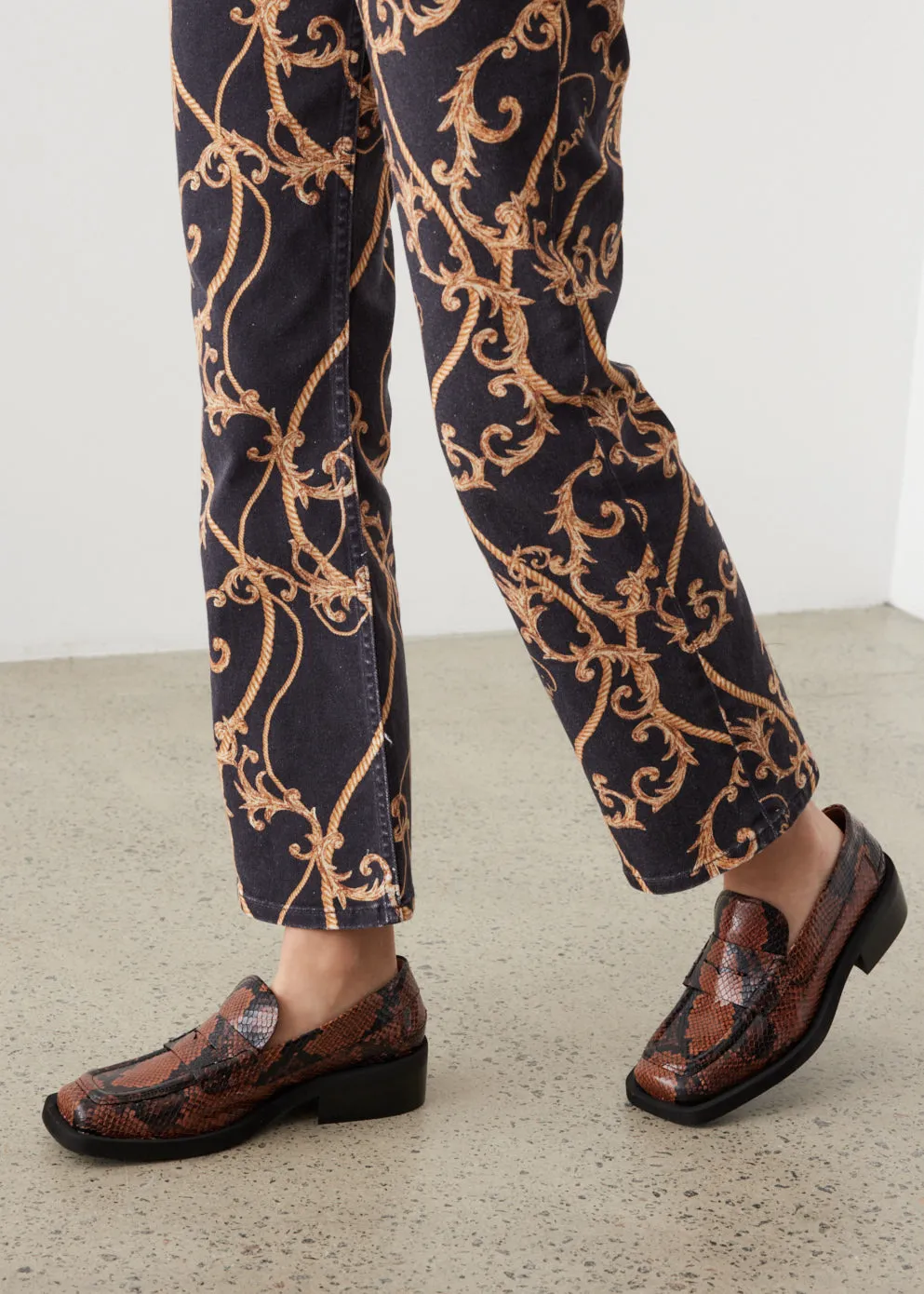 Embossed Snakeskin Loafers