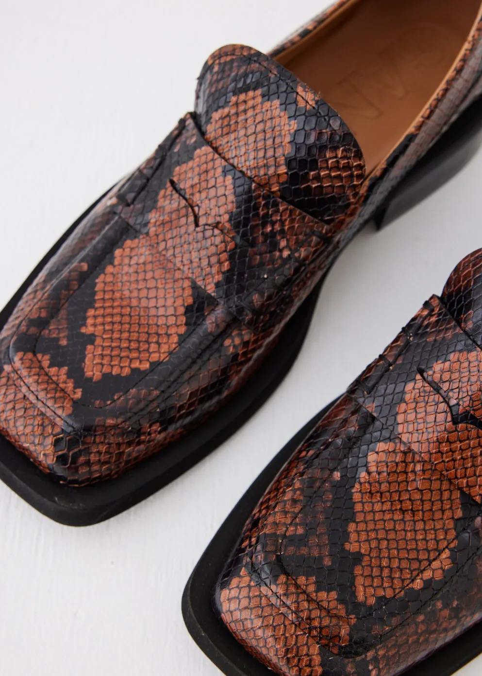 Embossed Snakeskin Loafers