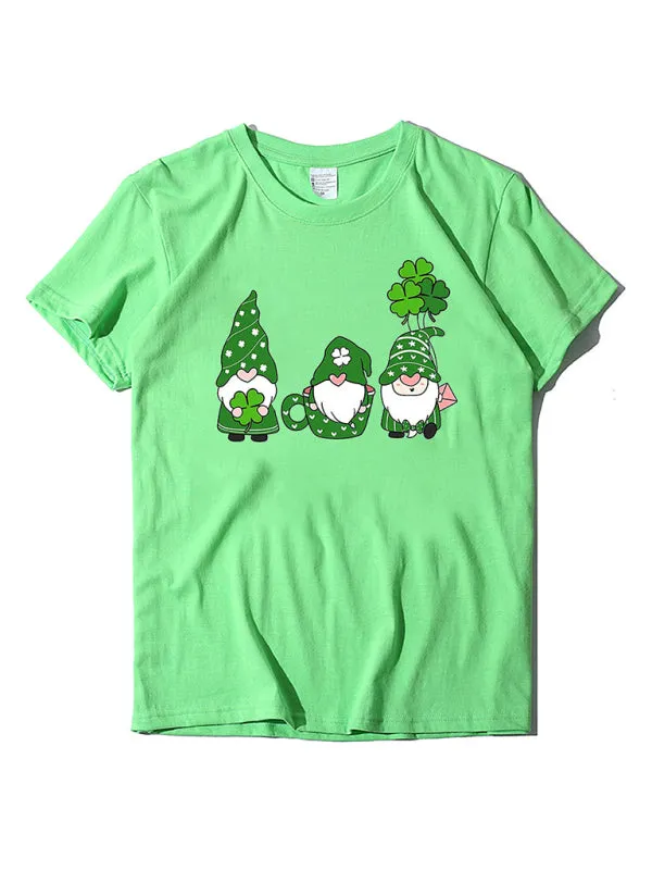 Evelyn Women's New Three Bearded Old Men   Clover Print St. Patrick's Day Short-Sleeved T-Shirt