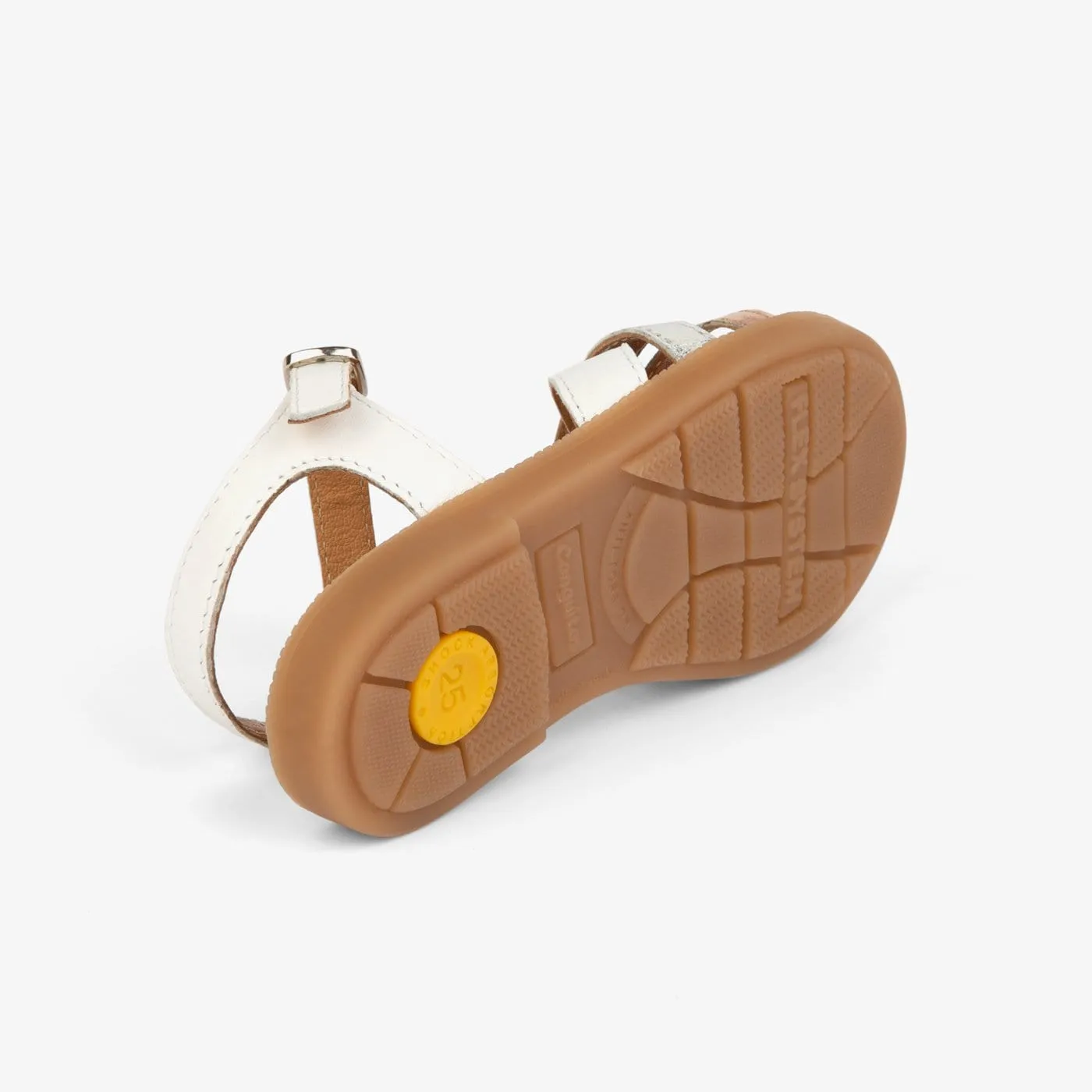 Girl's White Strips Leather Sandals