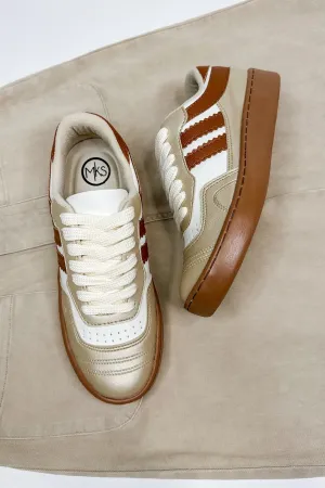 Gold & Cognac Designer Inspired Trendy Sneakers