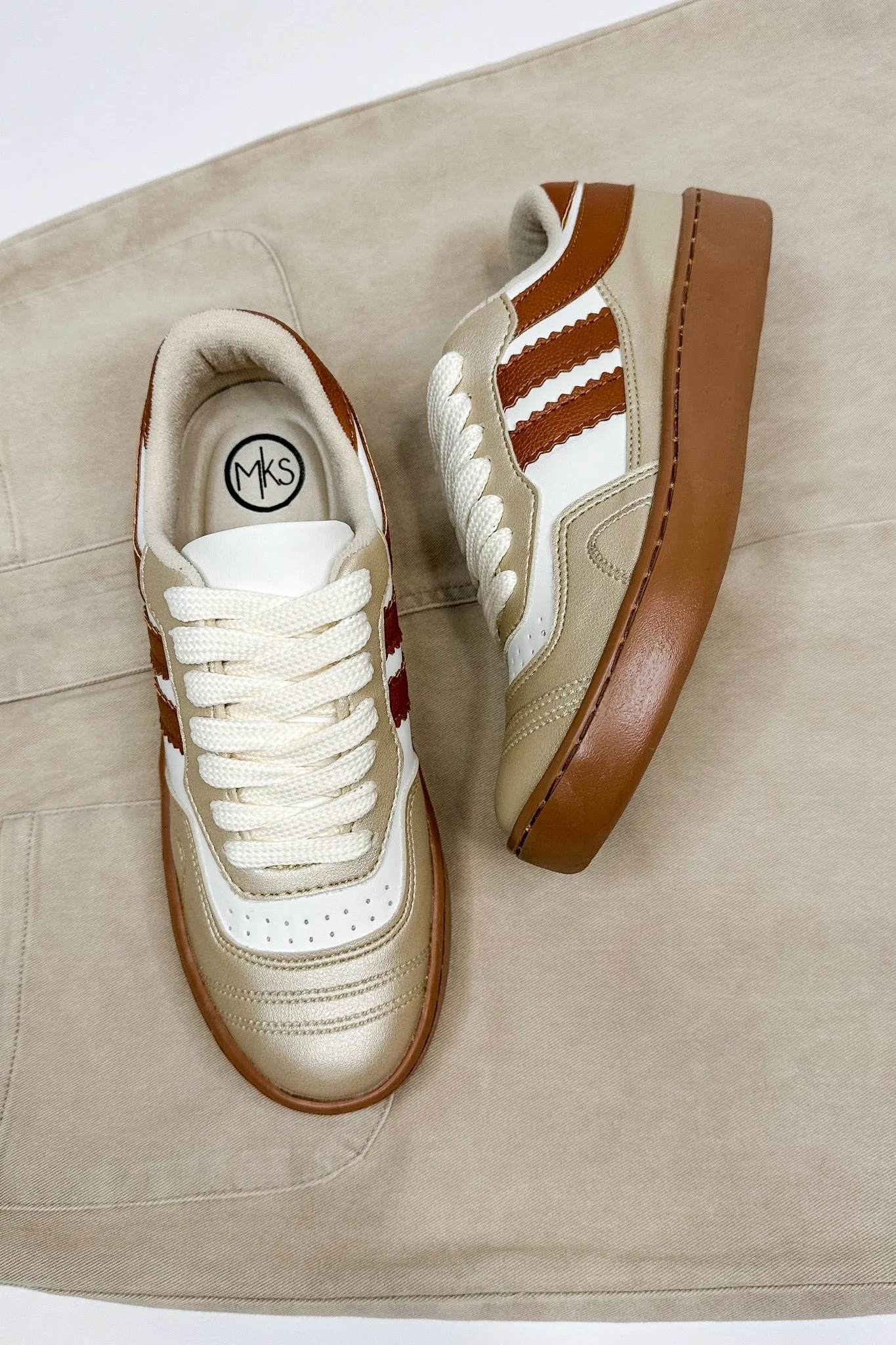 Gold & Cognac Designer Inspired Trendy Sneakers