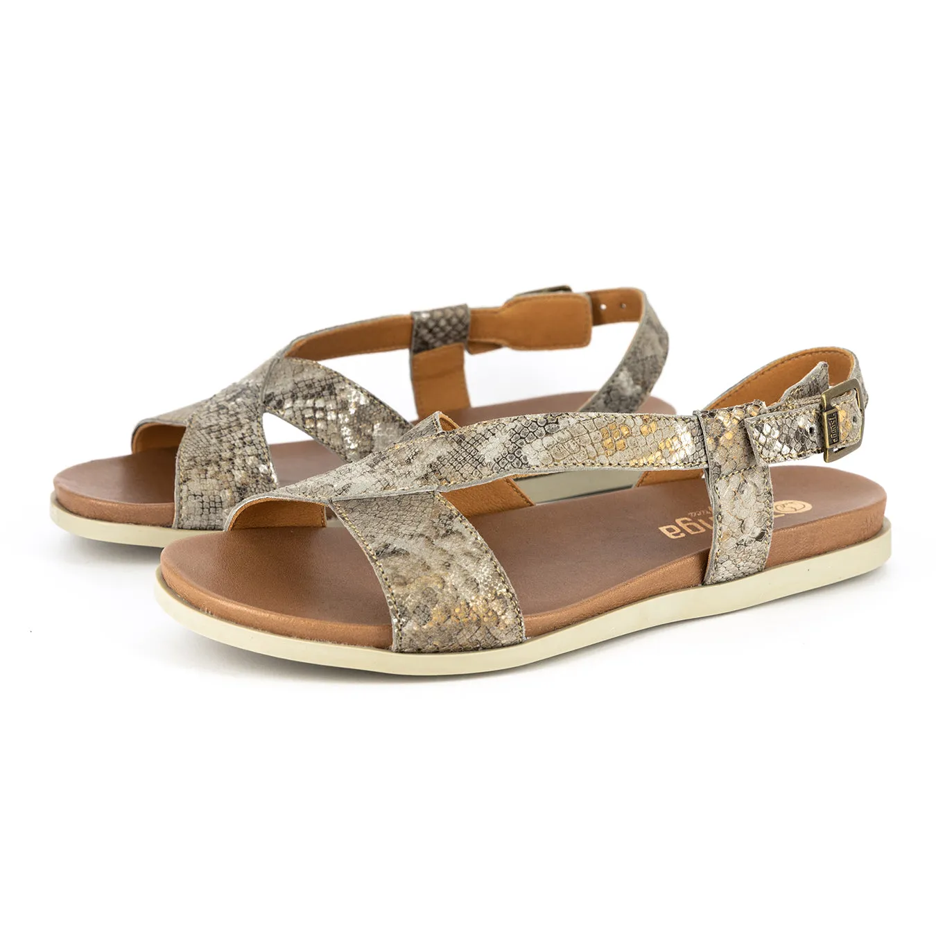 Harare : Ladies Leather Sandal in Opal Rockafella