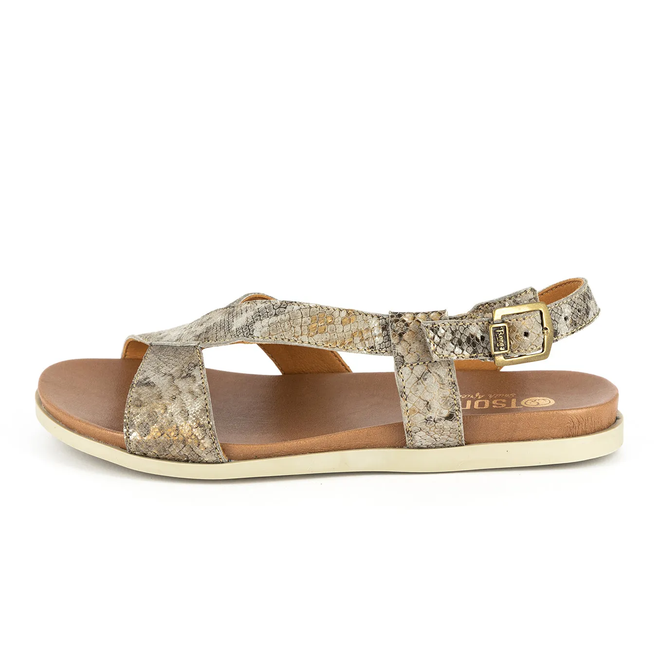Harare : Ladies Leather Sandal in Opal Rockafella