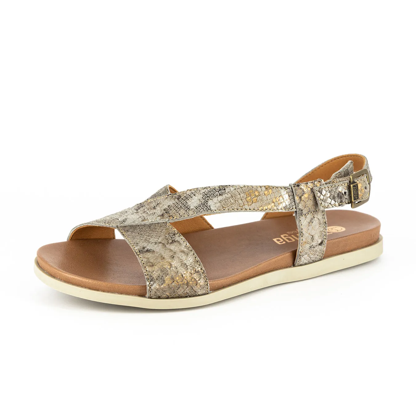Harare : Ladies Leather Sandal in Opal Rockafella