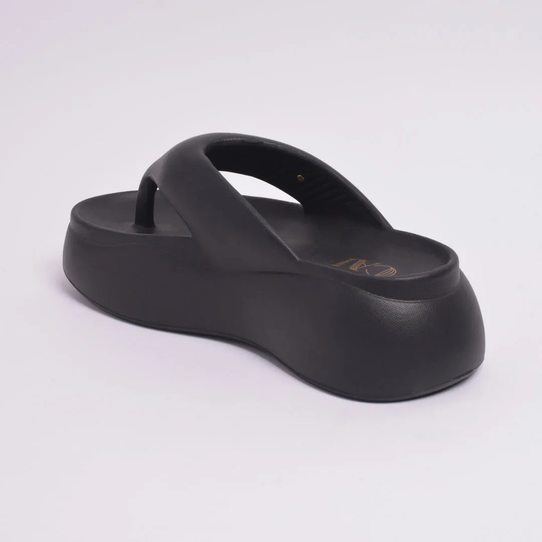 Jet Black Thong Slides