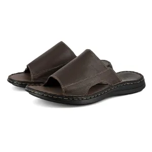 Juza : Mens Leather Sandal in Choc Delta