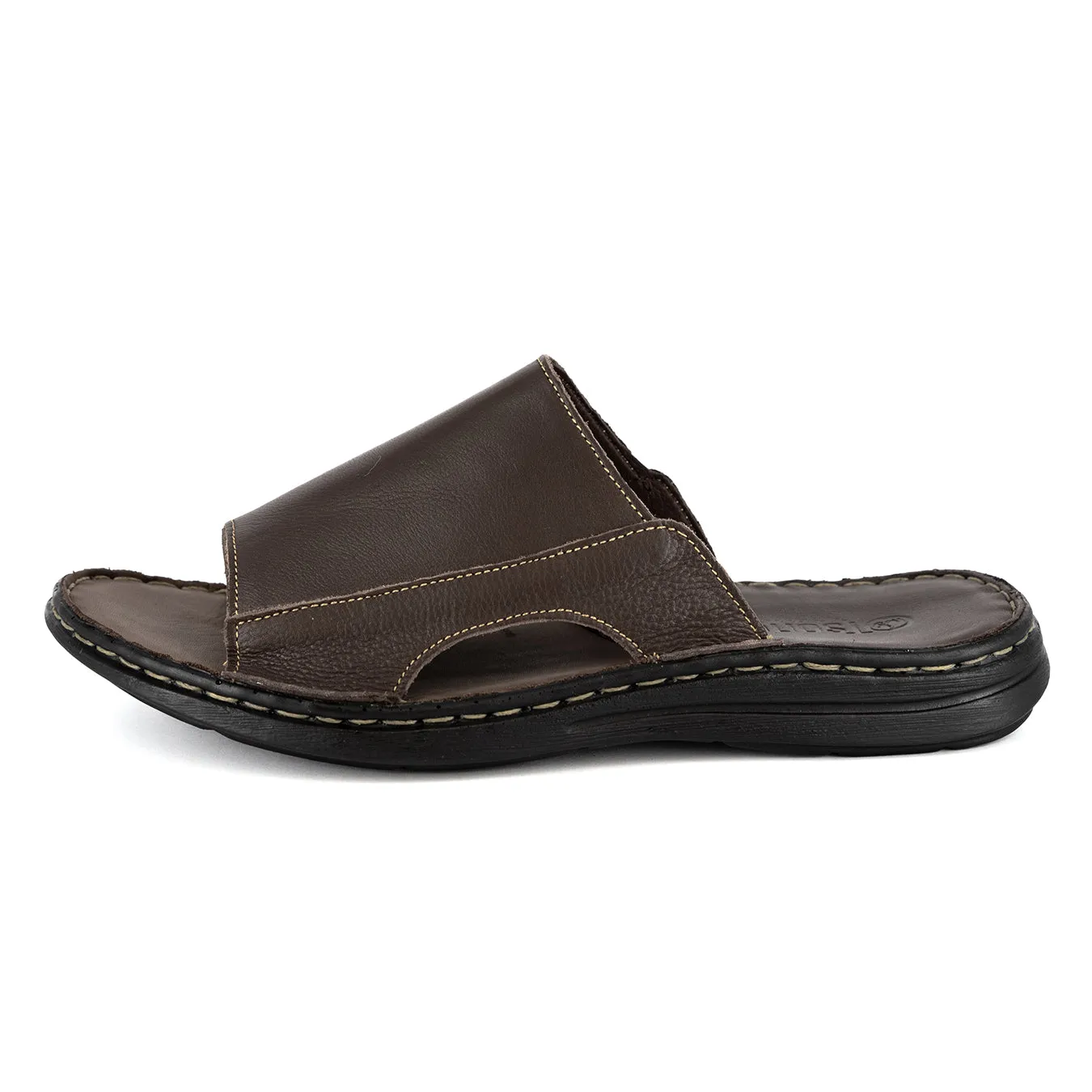 Juza : Mens Leather Sandal in Choc Delta