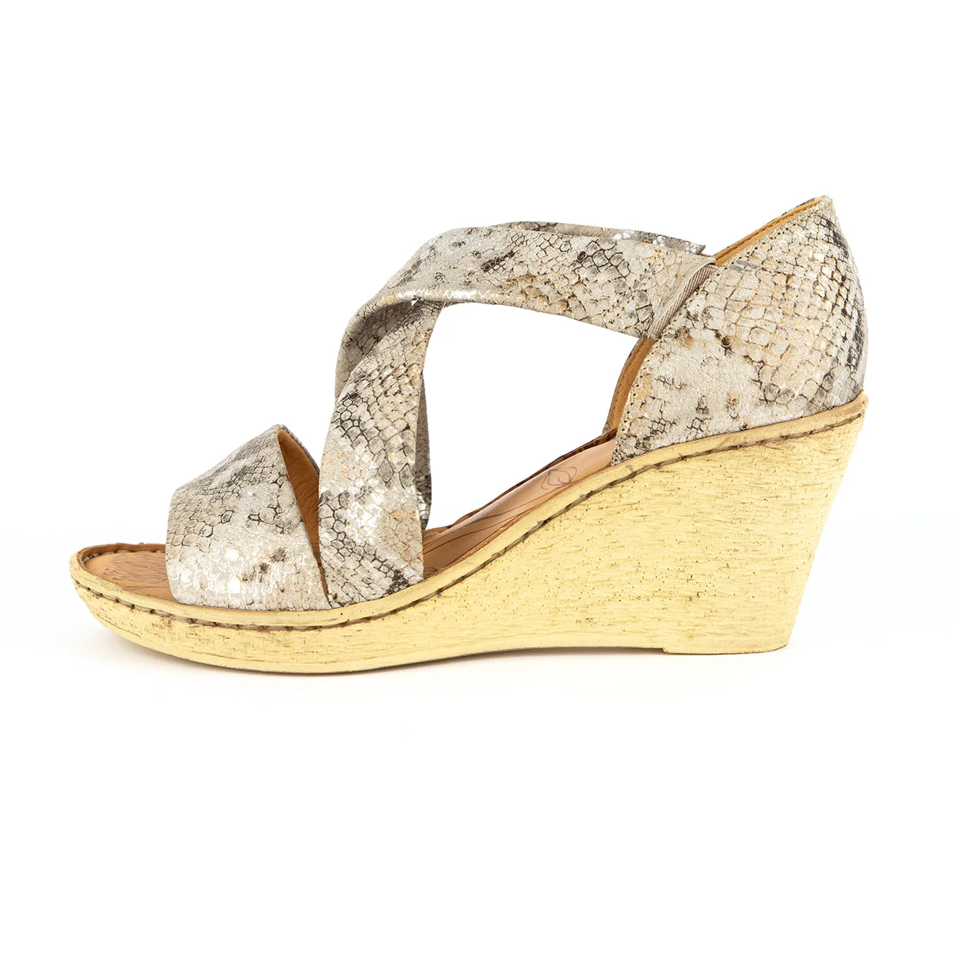 Lekuza : Ladies High-Heeled Leather Sandal in Opal Rockafella