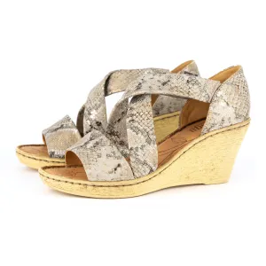 Lekuza : Ladies High-Heeled Leather Sandal in Opal Rockafella