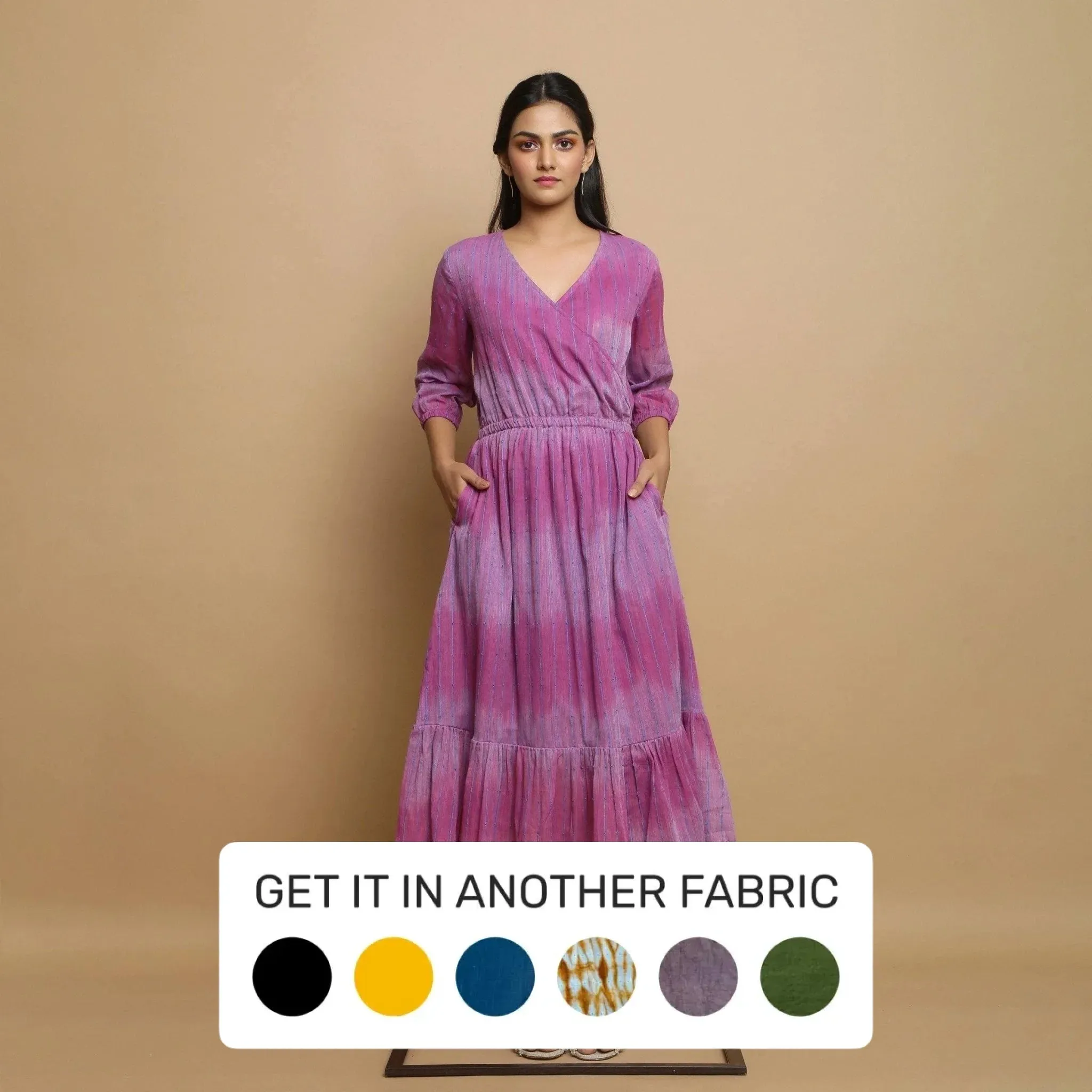 Lilac Stripes Cotton Asymmetrical Maxi Dress