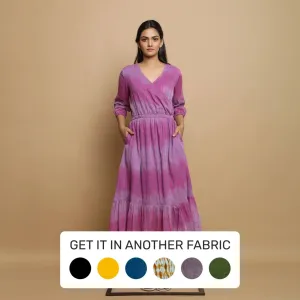 Lilac Stripes Cotton Asymmetrical Maxi Dress