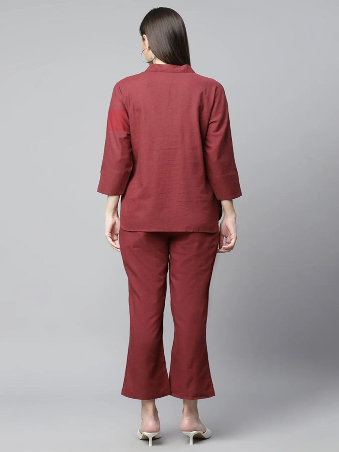 Maroon Solid Co-ord Set