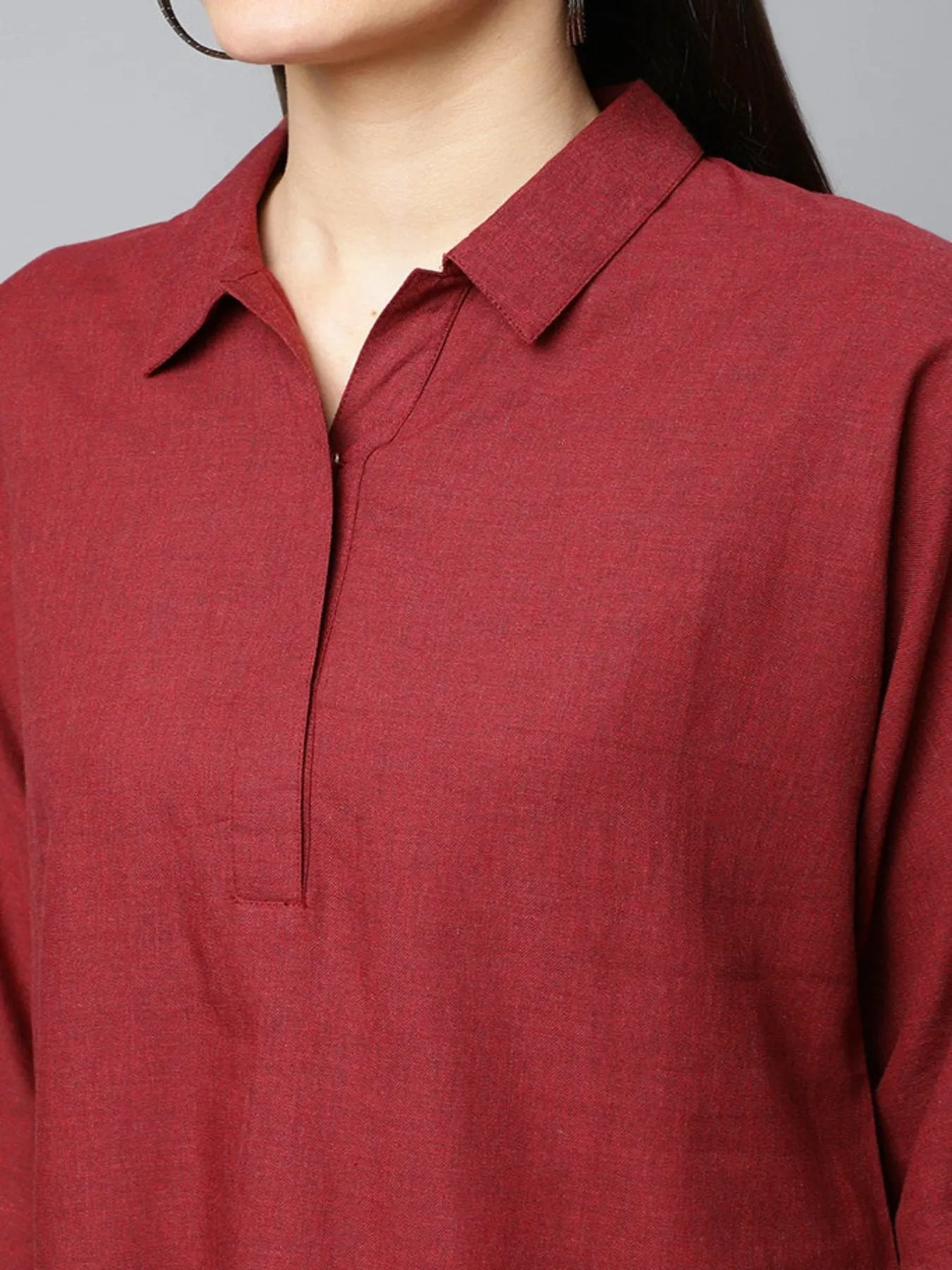 Maroon Solid Co-ord Set