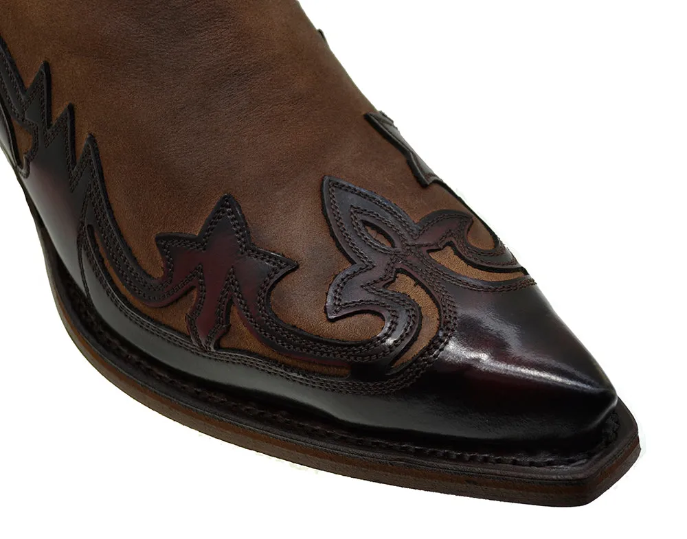 Men's Cowboy Boots Sendra 4660 Fuchsia Leather Cuban Heel