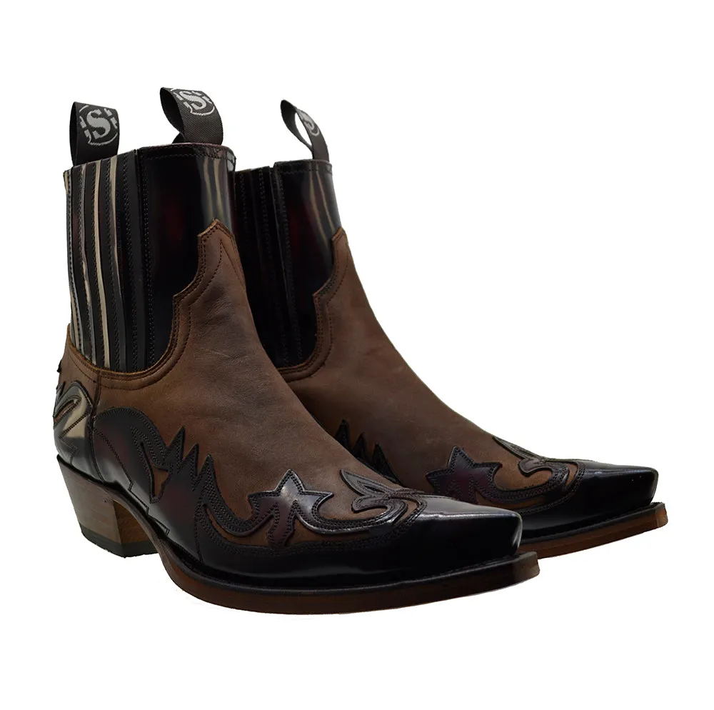 Men's Cowboy Boots Sendra 4660 Fuchsia Leather Cuban Heel