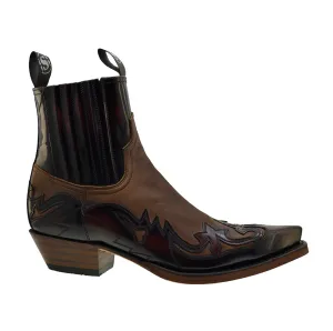 Men's Cowboy Boots Sendra 4660 Fuchsia Leather Cuban Heel