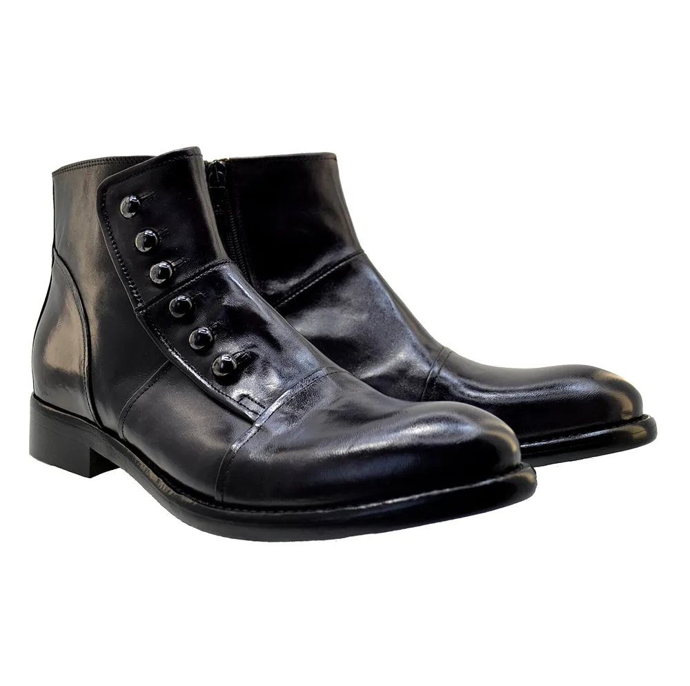 Men's Italian Shoes Jo Ghost 1225 Melanzana Leather Formal Ankle Boots