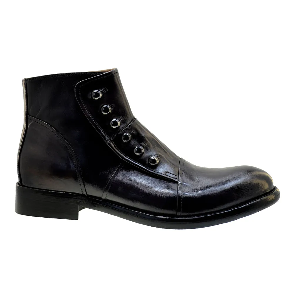Men's Italian Shoes Jo Ghost 1225 Melanzana Leather Formal Ankle Boots