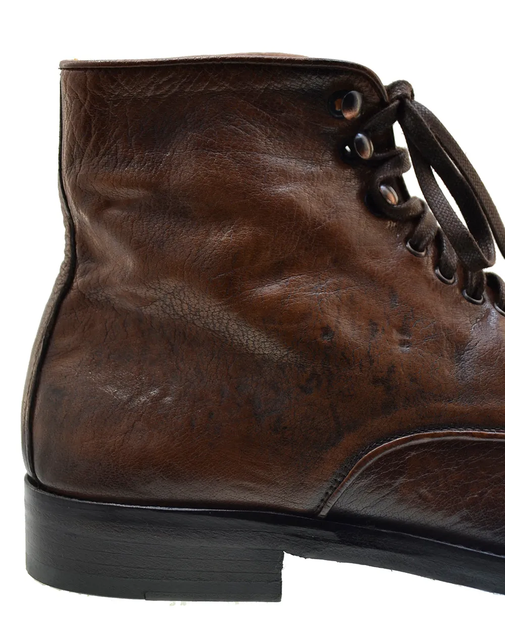 Men's Italian Shoes Jo Ghost 3274 Brown Vintage Leather Chelsea Boots