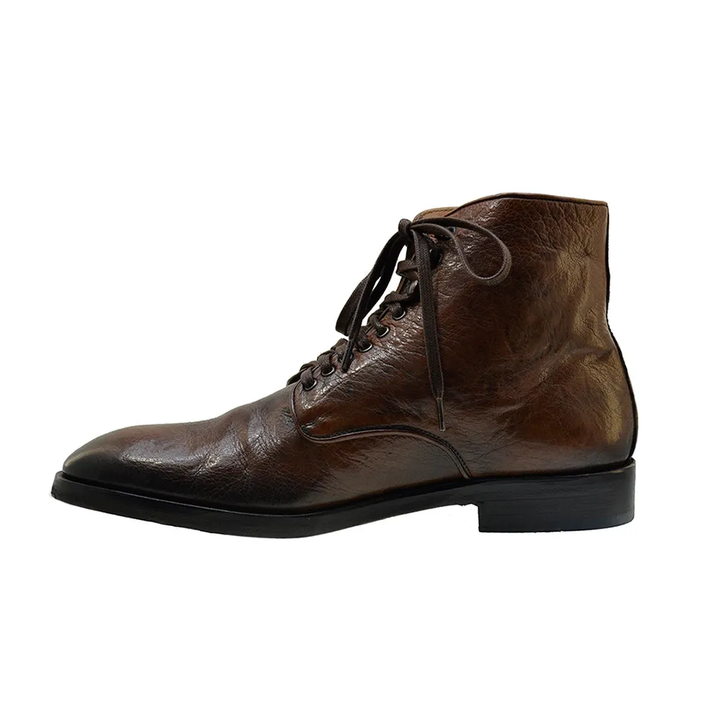 Men's Italian Shoes Jo Ghost 3274 Brown Vintage Leather Chelsea Boots