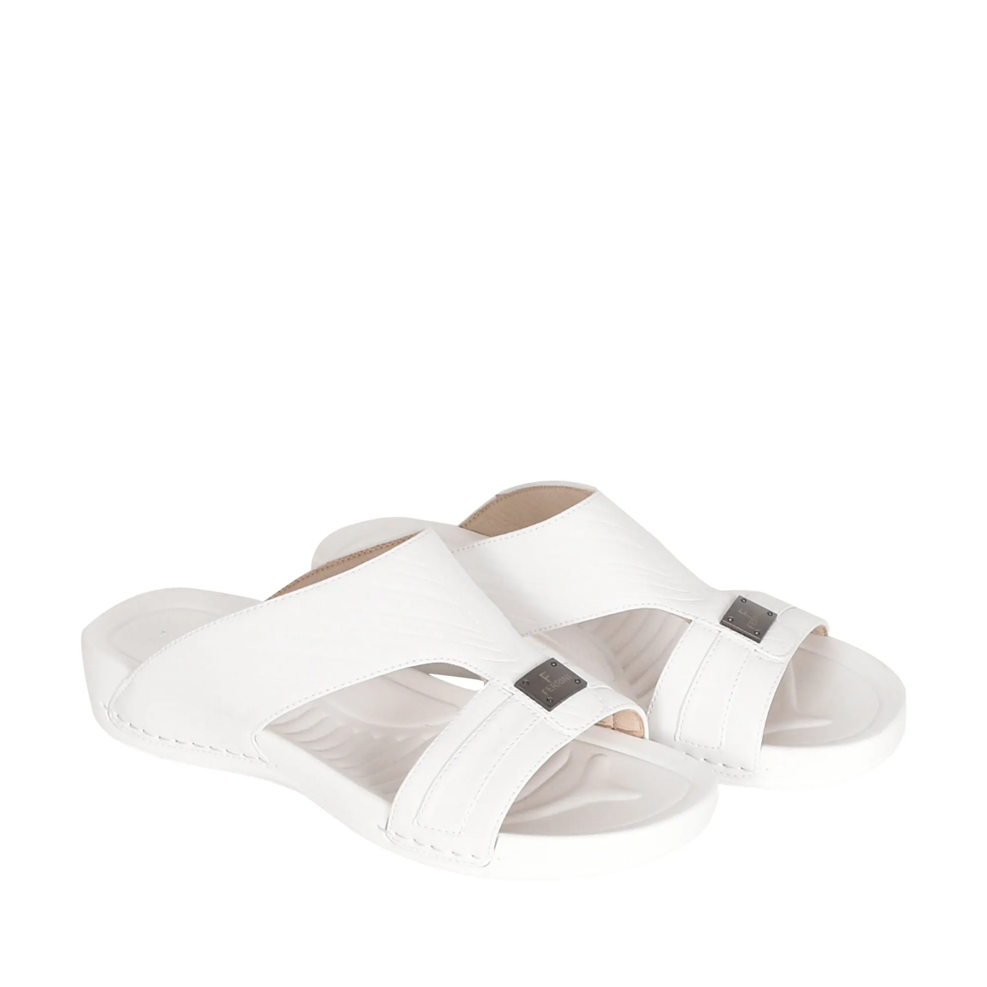 Mens Patterned Strap Sandals White