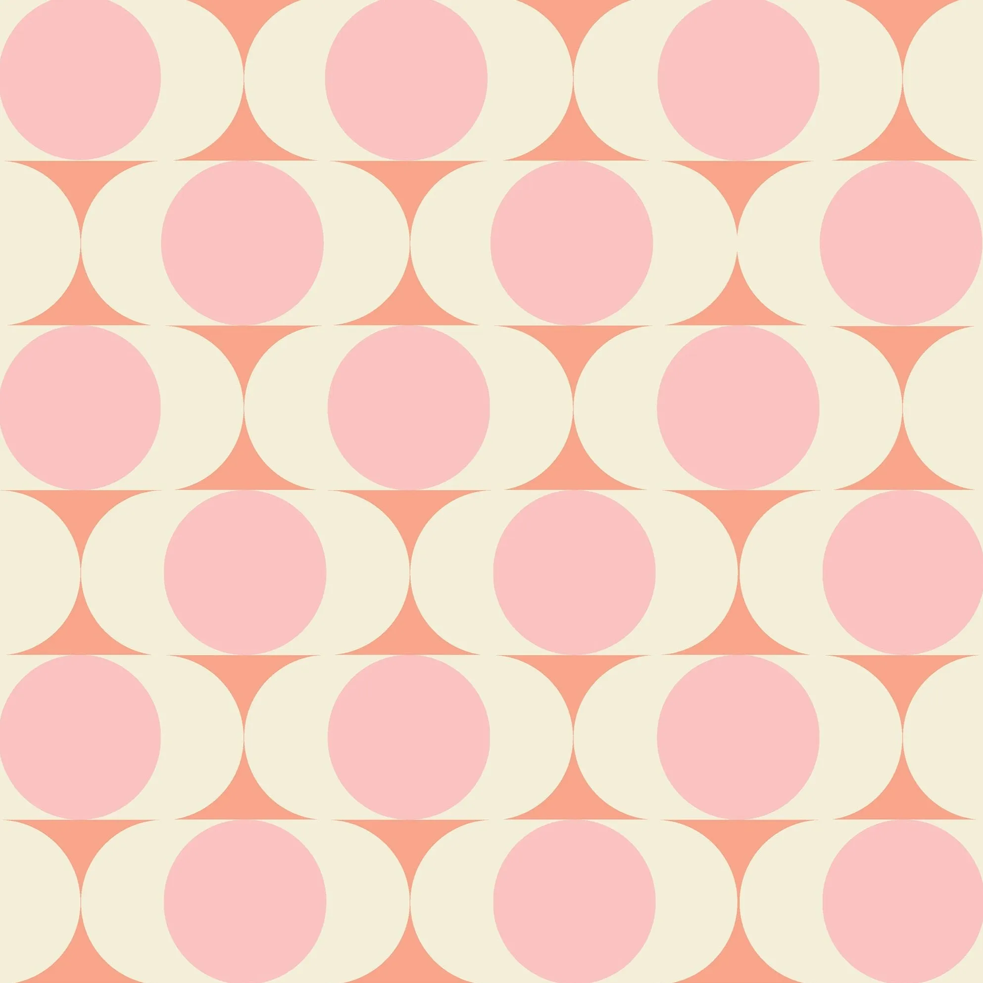 Mid Century Modern Wallpaper - Retro Pink and Peach Circles