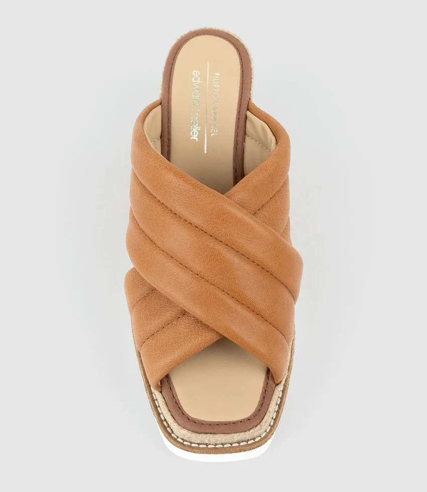 MORGAN Quilted Crossover Espadrille in Tan