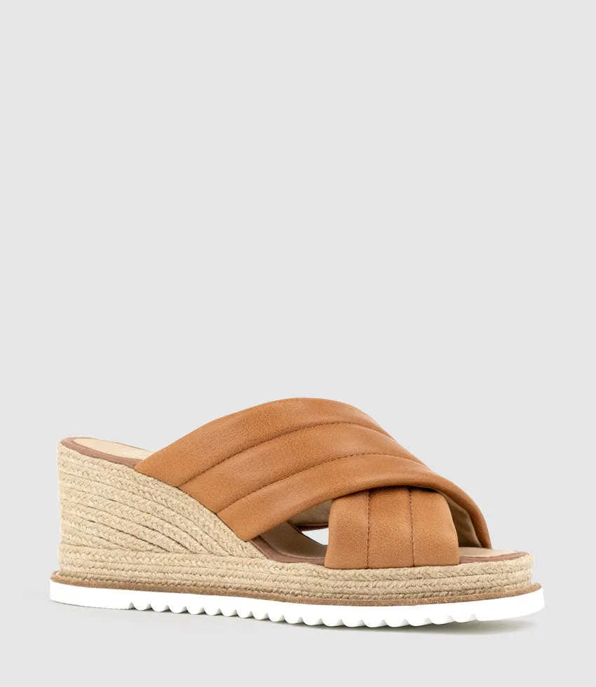 MORGAN Quilted Crossover Espadrille in Tan