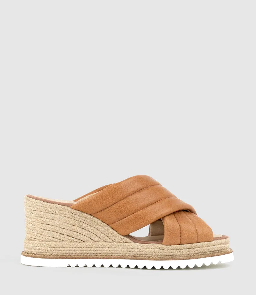MORGAN Quilted Crossover Espadrille in Tan