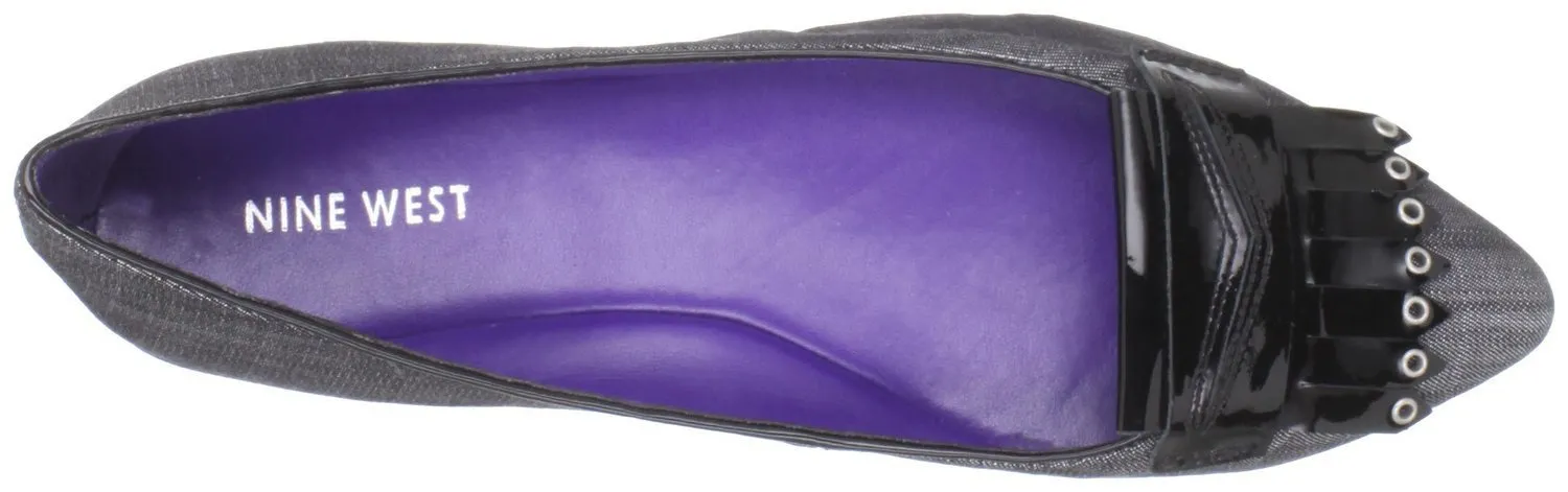 Nine West Simonsays Grey/Black Fabric Flat  (Women)