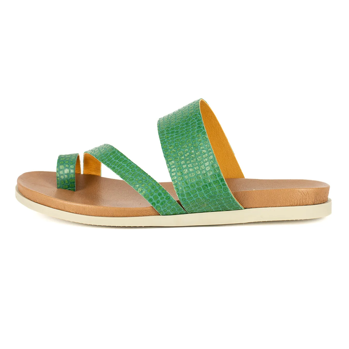Ningizimu : Ladies Leather Sandal in Golf Coco Lux