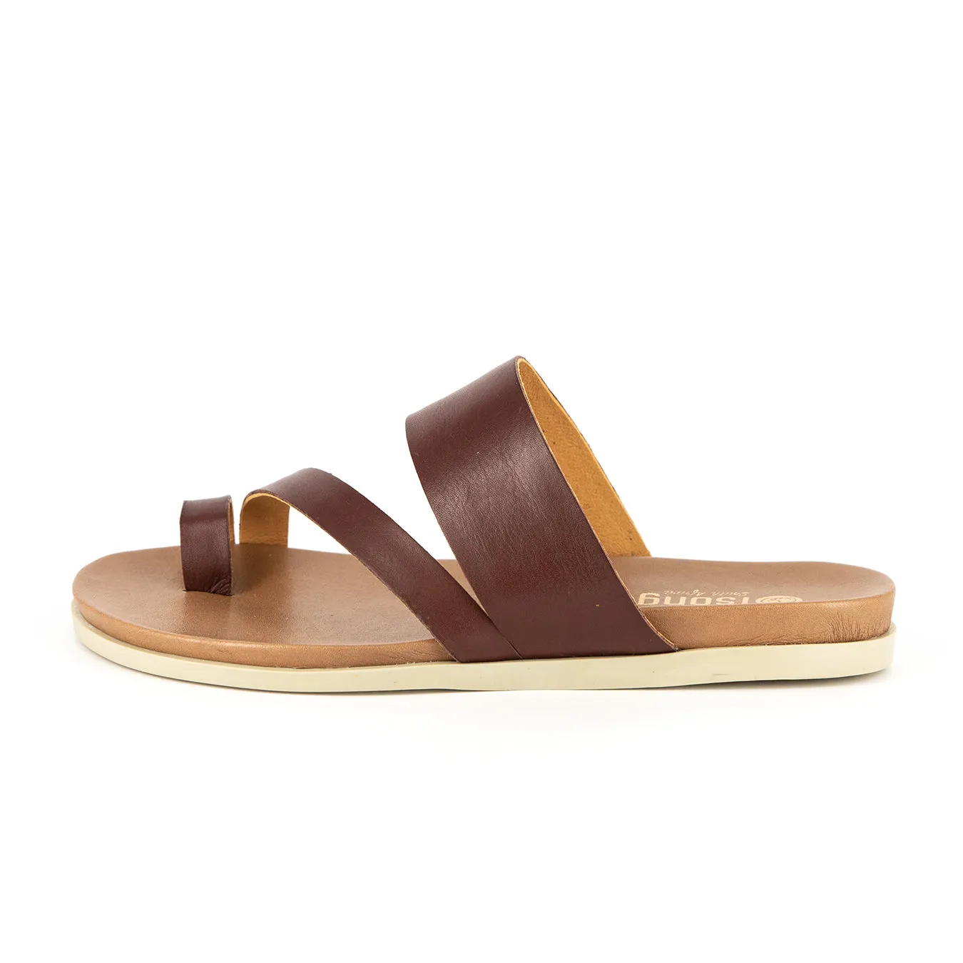 Ningizimu : Ladies Leather Sandal in Raisin Relaxa