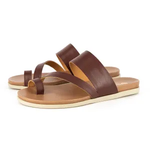 Ningizimu : Ladies Leather Sandal in Raisin Relaxa