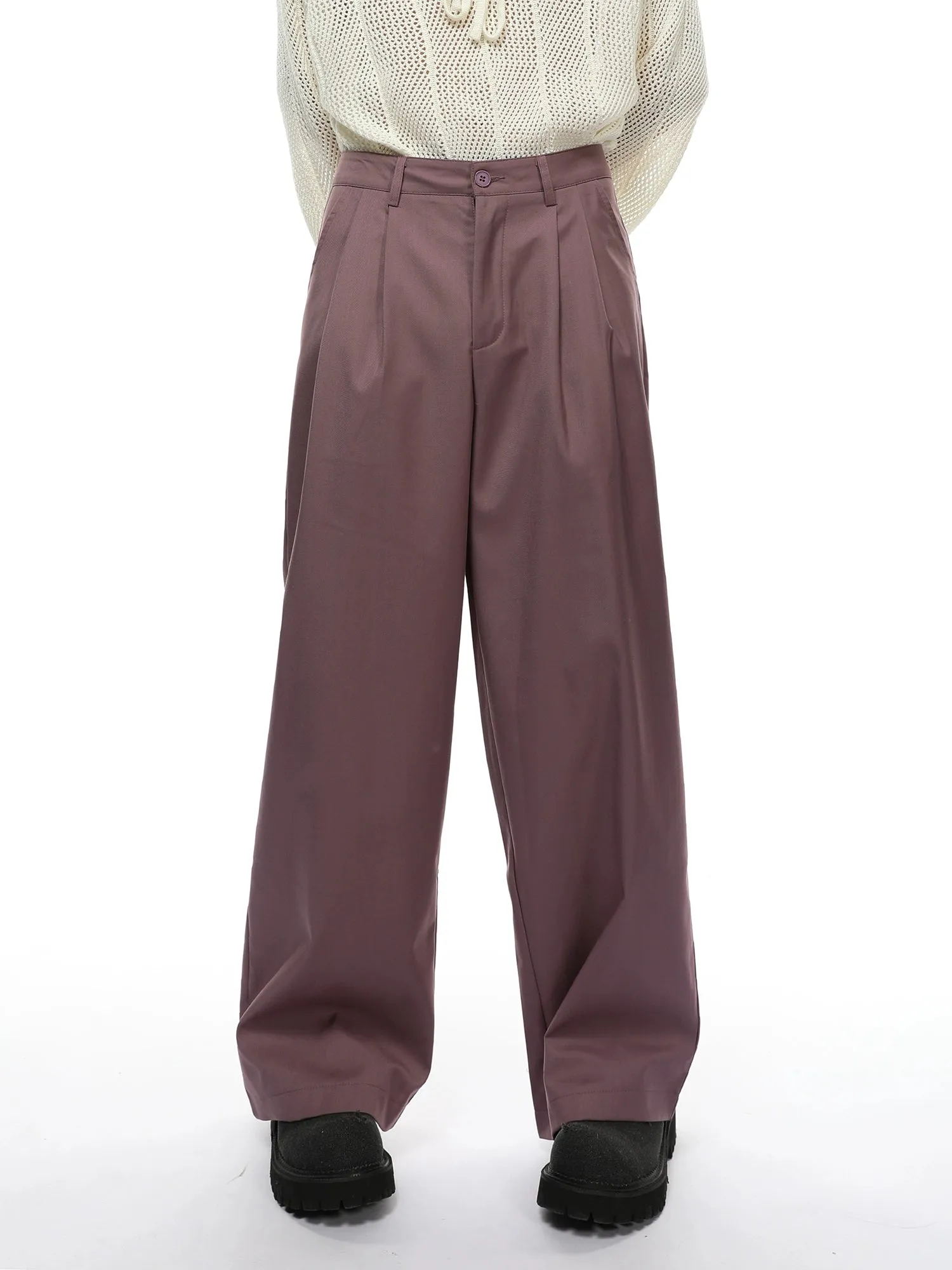 Oversized Double Breasted Boxy Blazer and Wide Leg Suit Pants Two Piece Set