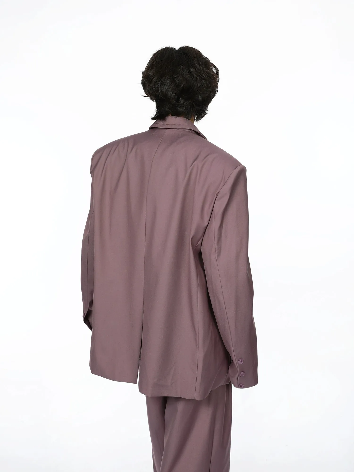 Oversized Double Breasted Boxy Blazer and Wide Leg Suit Pants Two Piece Set