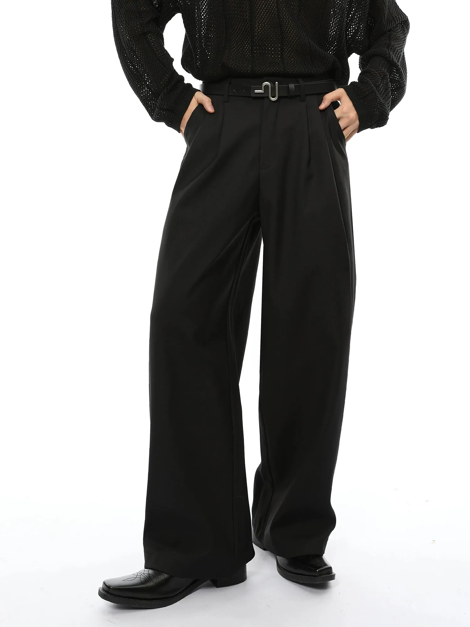 Oversized Double Breasted Boxy Blazer and Wide Leg Suit Pants Two Piece Set