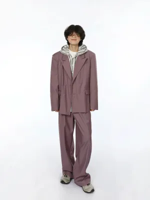 Oversized Double Breasted Boxy Blazer and Wide Leg Suit Pants Two Piece Set